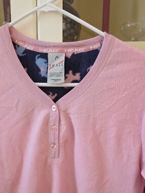 Head Women's Light Pink Henley Fleece Pullover